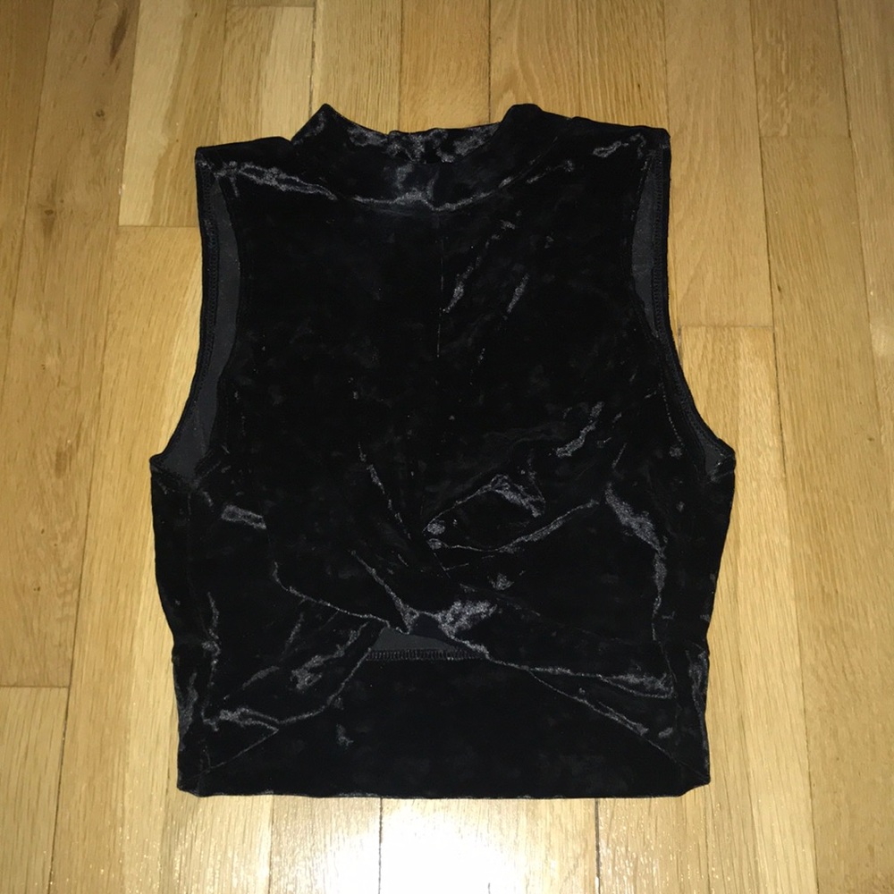 Top shop black velvet crop top